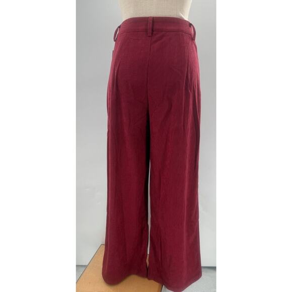 Aura Red Pants Womens Corduroy Flat Front Straight Leg Slash Pockets Size Medium - Picture 6 of 9